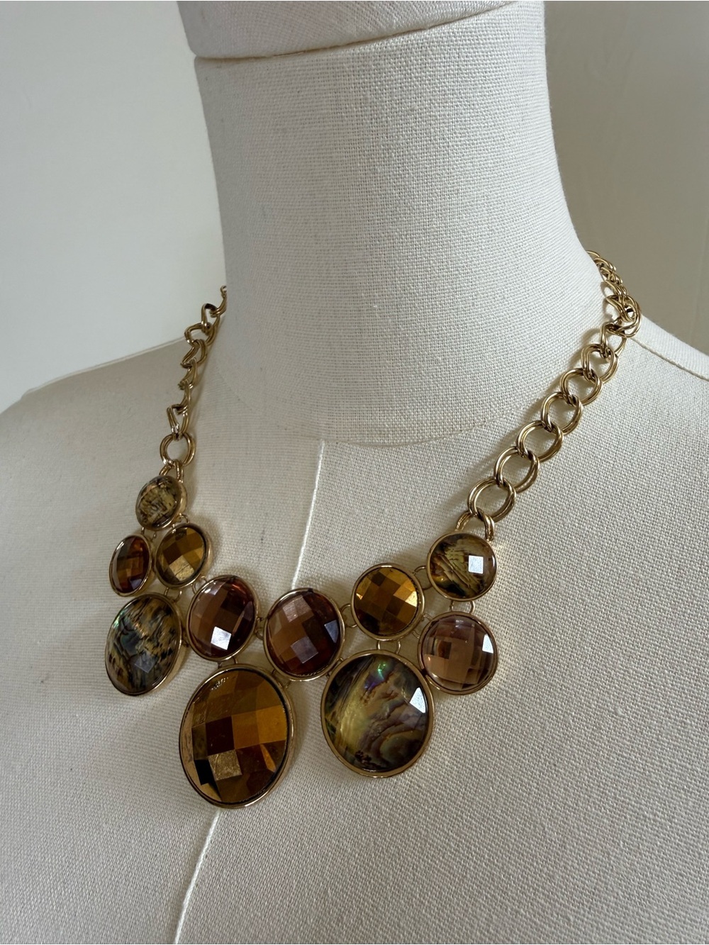 Dana Buchman Gold-Tone Necklace with Brown and Amber Stones